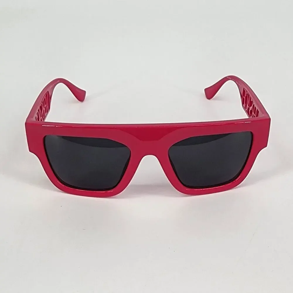 Versace Bright Pink Cutout Logo Square Sunglasses Unisex New in Box